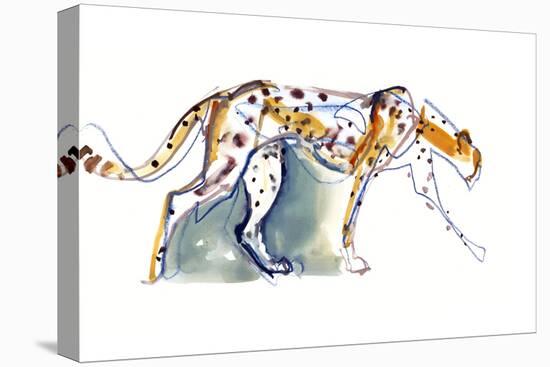 Cheetah, 2022, (mixed media on paper)-Mark Adlington-Stretched Canvas