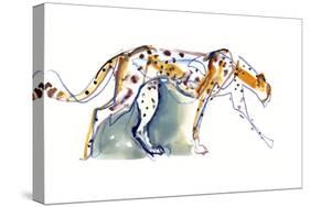 Cheetah, 2022, (mixed media on paper)-Mark Adlington-Stretched Canvas