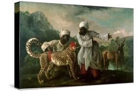 Cheetah and Stag with Two Indians, C.1765-George Stubbs-Stretched Canvas