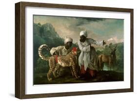 Cheetah and Stag with Two Indians, C.1765-George Stubbs-Framed Giclee Print