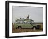 Cheetah on Safari Vehicle, Masai Mara National Reserve, Kenya, East Africa-James Hager-Framed Photographic Print