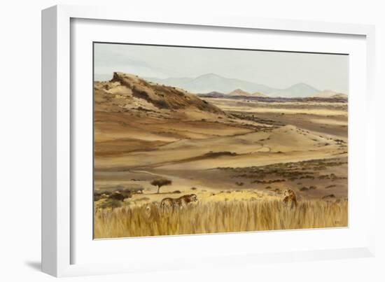 Cheetah pair hunting, 2013-Francesca Sanders-Framed Giclee Print