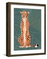 Cheetah Retro On Leaf Pattern-Patricia Pinto-Framed Art Print