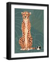 Cheetah Retro On Leaf Pattern-Patricia Pinto-Framed Art Print