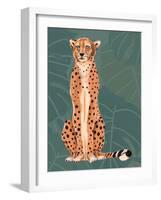 Cheetah Retro On Leaf Pattern-Patricia Pinto-Framed Art Print