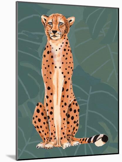 Cheetah Retro On Leaf Pattern-Patricia Pinto-Mounted Art Print