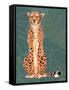 Cheetah Retro On Leaf Pattern-Patricia Pinto-Framed Stretched Canvas