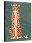 Cheetah Retro On Leaf Pattern-Patricia Pinto-Stretched Canvas