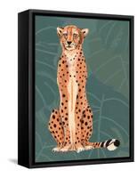 Cheetah Retro On Leaf Pattern-Patricia Pinto-Framed Stretched Canvas