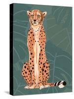 Cheetah Retro On Leaf Pattern-Patricia Pinto-Stretched Canvas