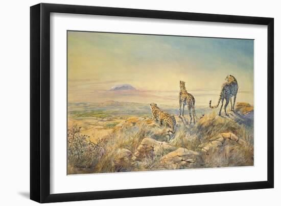 Cheetah with Kilimanjaro in the Background, 1991-Tim Scott Bolton-Framed Giclee Print
