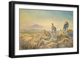 Cheetah with Kilimanjaro in the Background, 1991-Tim Scott Bolton-Framed Giclee Print