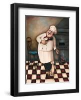 Chef and Cat-unknown Chiu-Framed Art Print