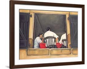 Chef and Waiters Having Service Lunch, 1999-Peter Breeden-Framed Giclee Print