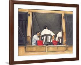 Chef and Waiters Having Service Lunch, 1999-Peter Breeden-Framed Giclee Print