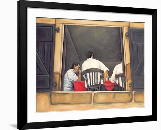 Chef and Waiters Having Service Lunch, 1999-Peter Breeden-Framed Giclee Print