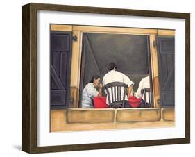 Chef and Waiters Having Service Lunch, 1999-Peter Breeden-Framed Giclee Print