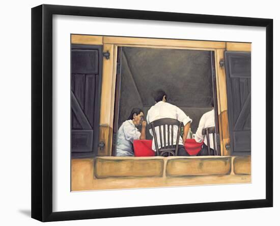 Chef and Waiters Having Service Lunch, 1999-Peter Breeden-Framed Giclee Print