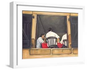 Chef and Waiters Having Service Lunch, 1999-Peter Breeden-Framed Giclee Print