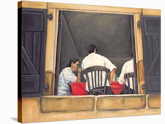 Chef and Waiters Having Service Lunch, 1999-Peter Breeden-Stretched Canvas