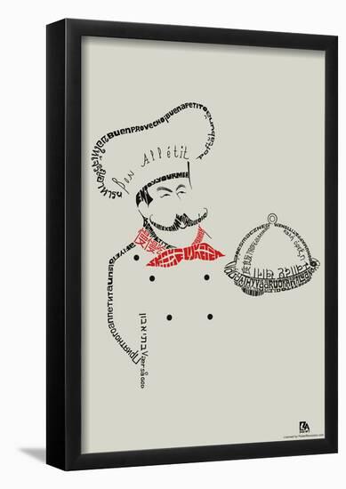 Chef Bon Appetite Languages Text Poster-null-Framed Poster