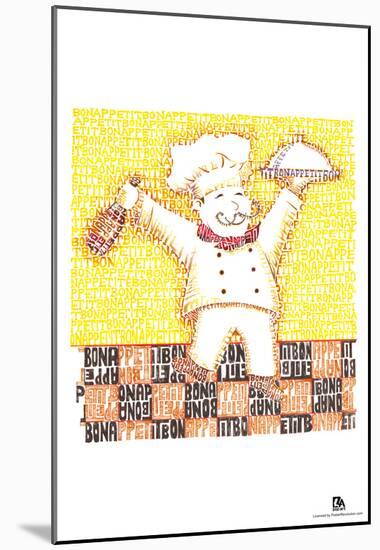 Chef Bon Appetite Text Poster-null-Mounted Poster