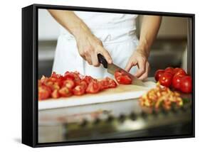 Chef Chopping Tomatoes-Robert Kneschke-Framed Stretched Canvas