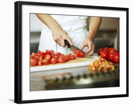 Chef Chopping Tomatoes-Robert Kneschke-Framed Photographic Print