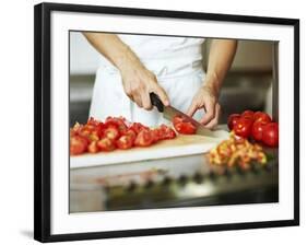 Chef Chopping Tomatoes-Robert Kneschke-Framed Photographic Print