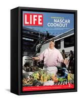 Chef Mario Batali Preparing a NASCAR Cookout at Texas Motor Speedway, May 5, 2006-Brian Finke-Framed Stretched Canvas