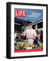 Chef Mario Batali Preparing a NASCAR Cookout at Texas Motor Speedway, May 5, 2006-Brian Finke-Framed Photographic Print