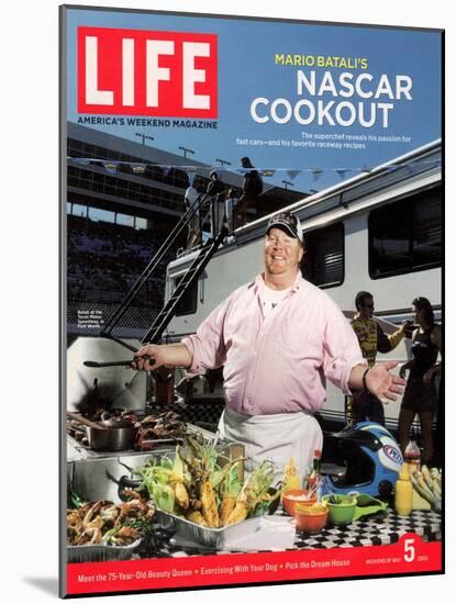 Chef Mario Batali Preparing a NASCAR Cookout at Texas Motor Speedway, May 5, 2006-Brian Finke-Mounted Photographic Print