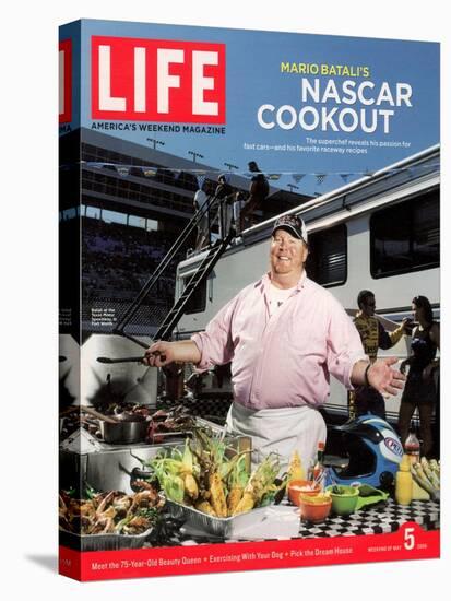 Chef Mario Batali Preparing a NASCAR Cookout at Texas Motor Speedway, May 5, 2006-Brian Finke-Stretched Canvas