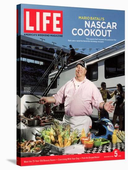 Chef Mario Batali Preparing a NASCAR Cookout at Texas Motor Speedway, May 5, 2006-Brian Finke-Stretched Canvas