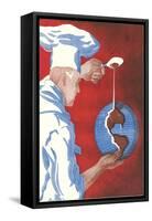 Chef Pouring Chocolate Onto Globe-null-Framed Stretched Canvas