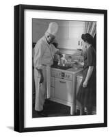 Chef Samuel Otis Cooking Breakfast at the Home of Hughston Mcbain-null-Framed Photographic Print