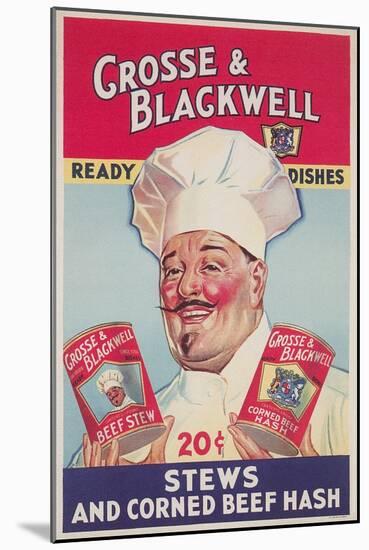 Chef with Canned Goods-null-Mounted Art Print