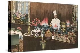Chef with Elaborate Buffet-null-Stretched Canvas