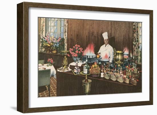 Chef with Elaborate Buffet-null-Framed Art Print