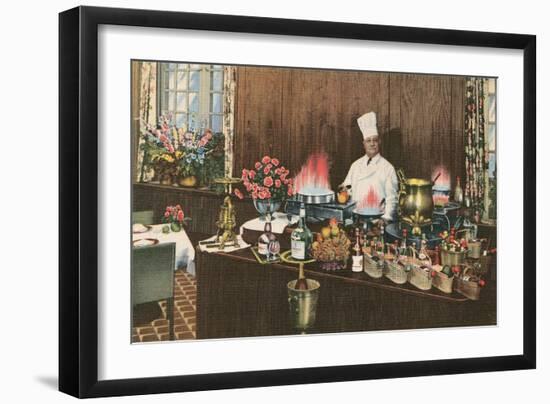 Chef with Elaborate Buffet-null-Framed Art Print