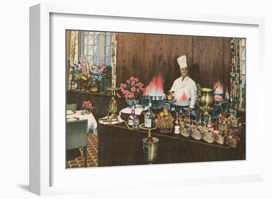 Chef with Elaborate Buffet-null-Framed Art Print