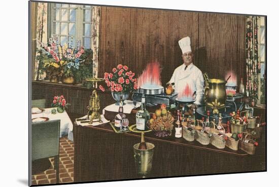 Chef with Elaborate Buffet-null-Mounted Art Print