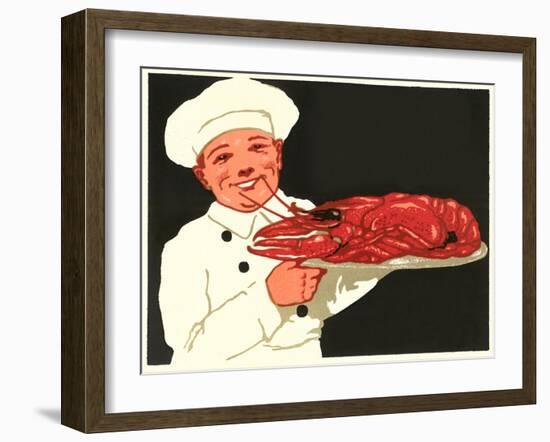 Chef with Lobster-null-Framed Art Print