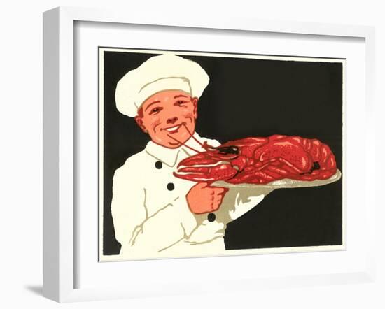 Chef with Lobster-null-Framed Art Print