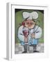 Chef with Wine and Wisk-Tim Nyberg-Framed Giclee Print