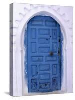 Chefchaouen Blue Door and Whitewashed Walls - Typical in Rif Mountains Town of Chefchaouen, Morocco-Andrew Watson-Stretched Canvas