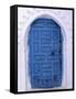 Chefchaouen Blue Door and Whitewashed Walls - Typical in Rif Mountains Town of Chefchaouen, Morocco-Andrew Watson-Framed Stretched Canvas