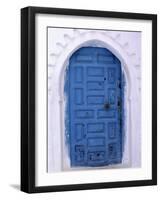 Chefchaouen Blue Door and Whitewashed Walls - Typical in Rif Mountains Town of Chefchaouen, Morocco-Andrew Watson-Framed Photographic Print