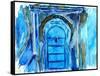 Chefchaouen Morocco Blue Door Watercolor-Markus Bleichner-Framed Stretched Canvas