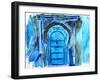 Chefchaouen Morocco Blue Door Watercolor-Markus Bleichner-Framed Art Print